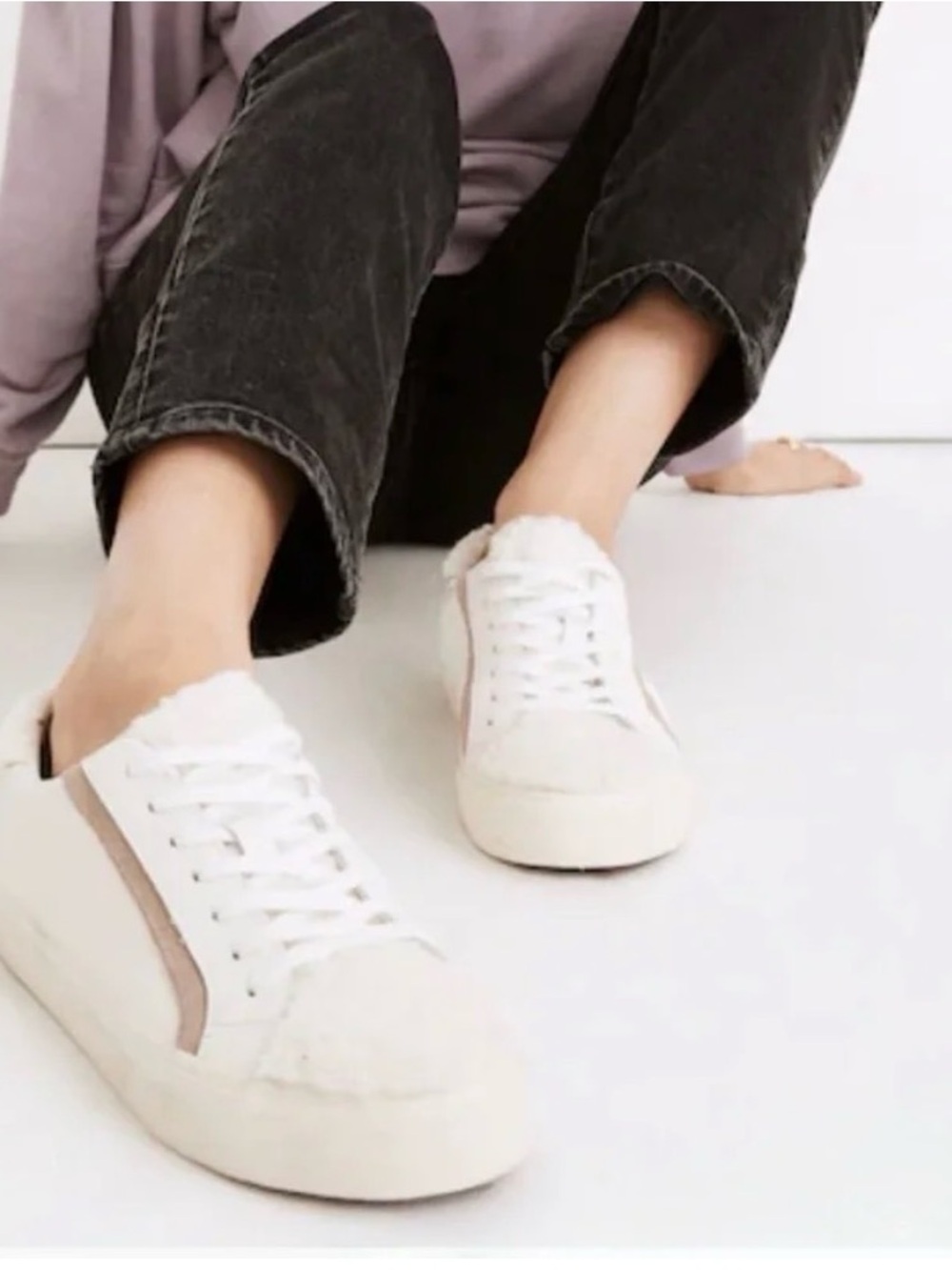 Madewell Sidewalk Low-Top Sneakers in Leather: Sherpa Edition